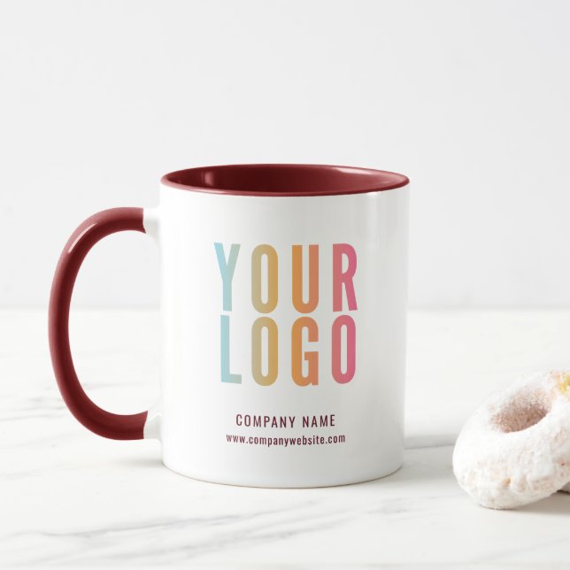 Red Business Logo Custom Promotional Mug (With Donut)