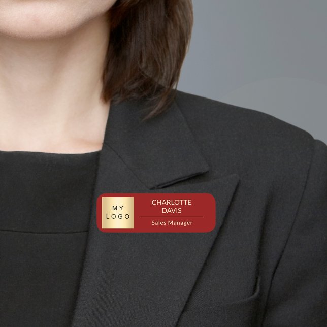 Red business logo employee modern name tag (Creator Uploaded)
