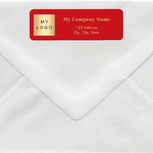 Red business logo return address