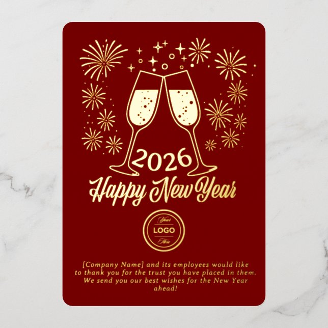 Red Business New Year 2026 Champagne Gold (Front)