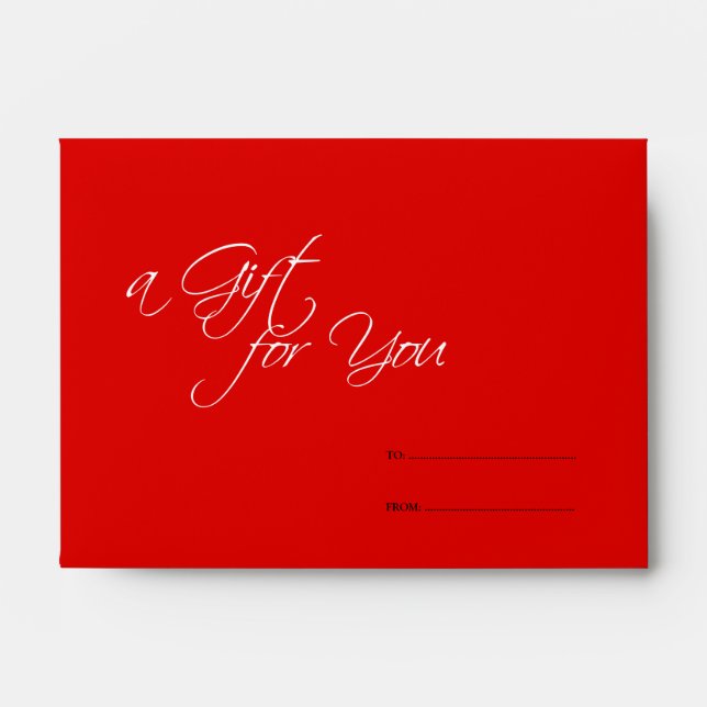 Red business store gift for you certificate holder envelopes (Front)