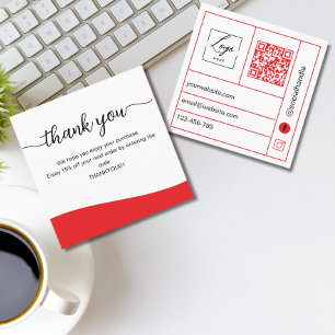 Red Business Thank You Card Order Insert