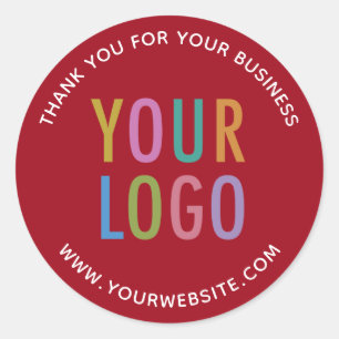 Red Business Thank You Stickers Custom Logo Labels