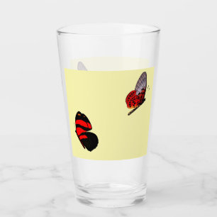 Red Butterflies Drinking Glass