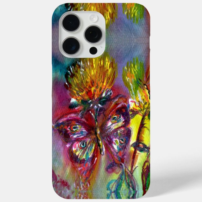 RED BUTTERFLIES ON YELLOW THISTLES,BLUE SKY Floral Case-Mate iPhone Case (Back)