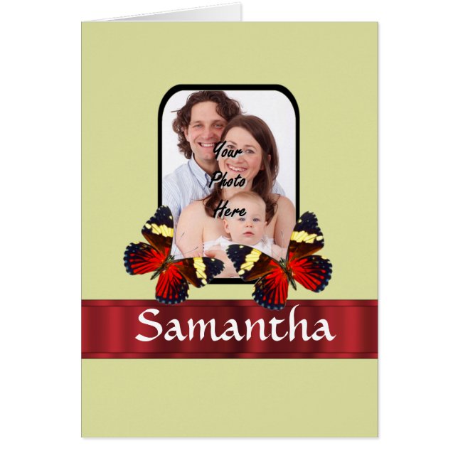 Red butterflies photo template (Front)