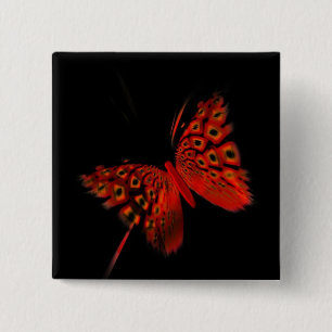 Red Butterfly 15 Cm Square Badge