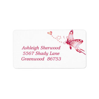 Red Butterfly Address Label