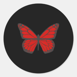 Red Butterfly Aesthetic Grunge Soft Classic Round Sticker