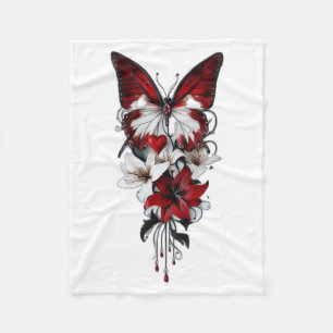 Red Butterfly and Lily Art Blanket