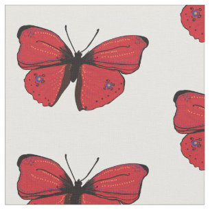 Red butterfly art fabric