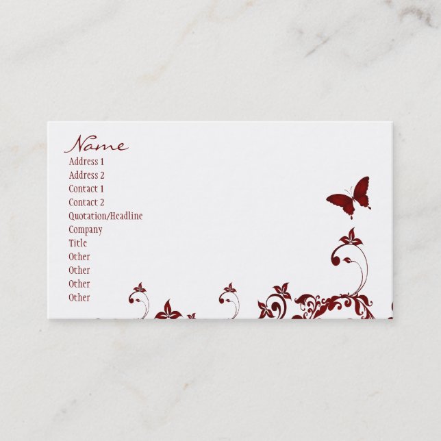 Red Butterfly Business Card (Front)