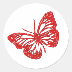 Red Butterfly Classic Round Sticker