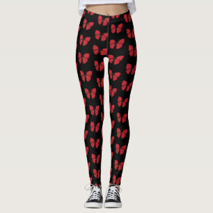 Red Butterfly Drawing Leggings