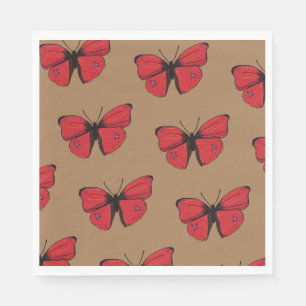 Red Butterfly Drawing Napkin
