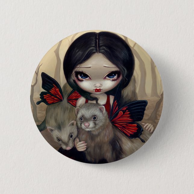 "Red Butterfly Ferrets" Button (Front)