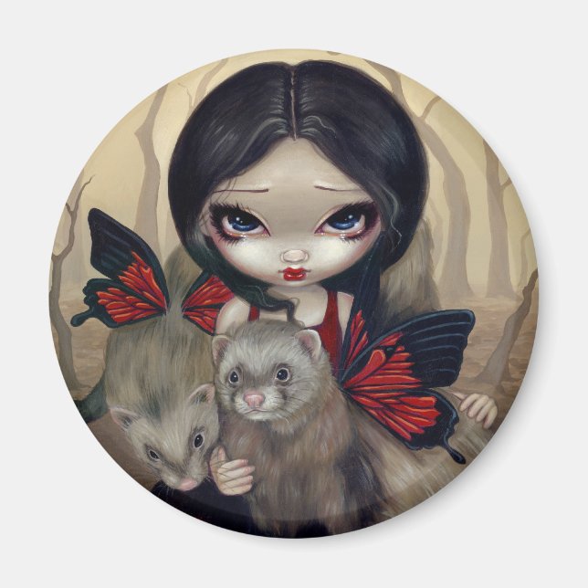 "Red Butterfly Ferrets" Magnet (Front)