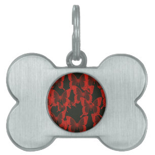 red butterfly from dark night background pet ID tag