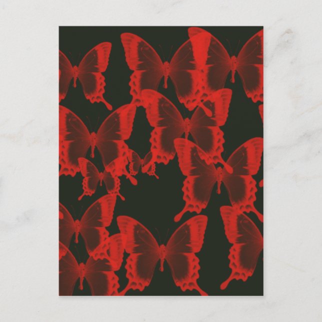 red butterfly from dark night  background postcard (Front)