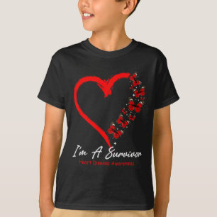 Red Butterfly Heart I'm A Survivor Heart Disease A T-Shirt