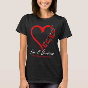 Red Butterfly Heart I'm A Survivor Heart Disease A T-Shirt