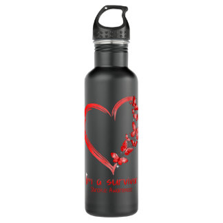 Red Butterfly Heart I'm A Survivor Stroke Awarenes 710 Ml Water Bottle