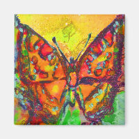 RED BUTTERFLY IN GOLD YELLOW SPARKLES