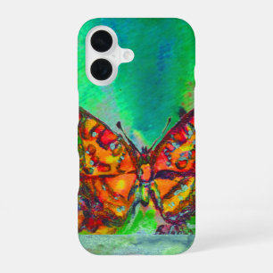 RED BUTTERFLY IN GREEN iPhone 16 CASE