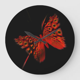 Red Butterfly Large Clock