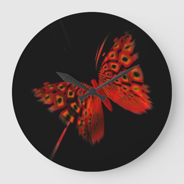 Red Butterfly Large Clock (Front)