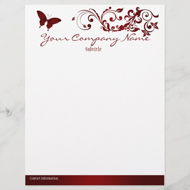 Red Butterfly Letterhead Design (Front)