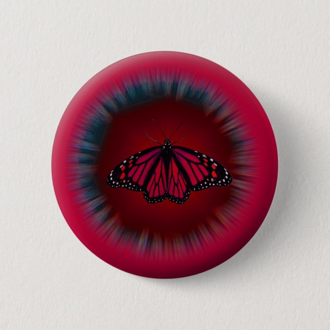 Red Butterfly Mandala Button (Front)