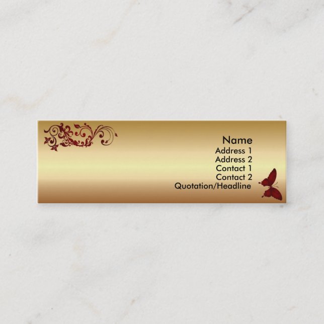 Red Butterfly Mini Business Card (Front)