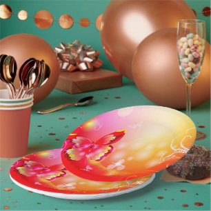 Red Butterfly Paper Plate