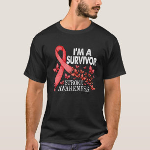 Red Butterfly Red Ribbon I'm A Survivor Stroke Awa T-Shirt