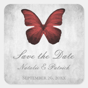 Red Butterfly Save the Date Stickers