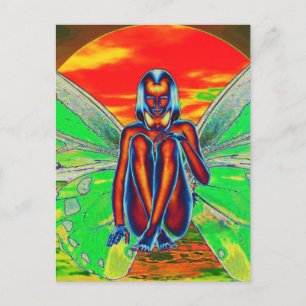 Red butterfly  Sunset Postcard