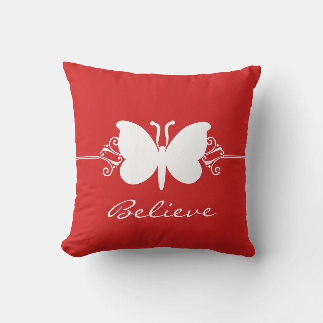 Red Butterfly Swirls Pillow (Front)