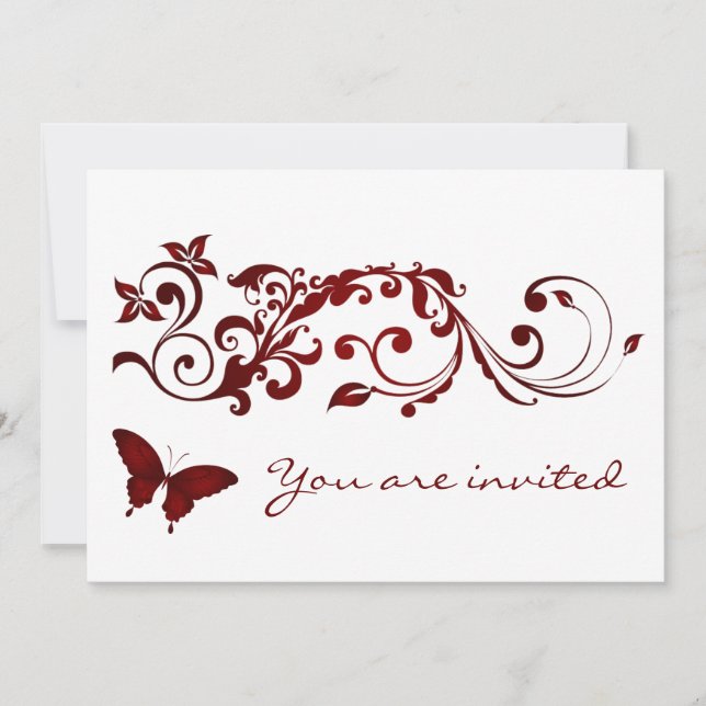 Red Butterfly Wedding Invitations (Front)
