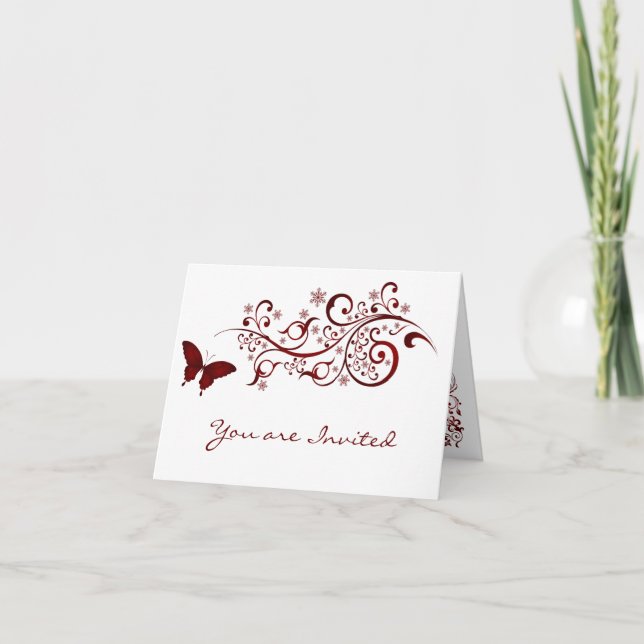 Red Butterfly Wedding Invitations (Front)