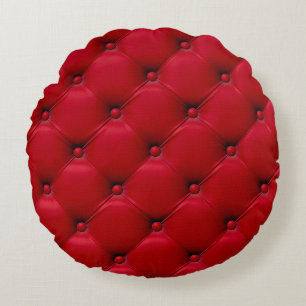 Red buttoned texture: repeating pattern. round cushion