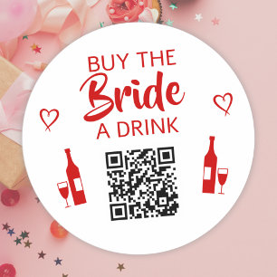 Red Buy the Bride a Drink QR Code Bachelorette Classic Round Sticker