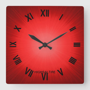 red by highsaltire square wall clock
