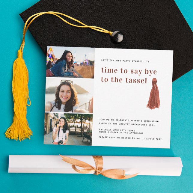 Red | Bye to the Tassel Graduation Photo Party Invitation (Creator Uploaded)