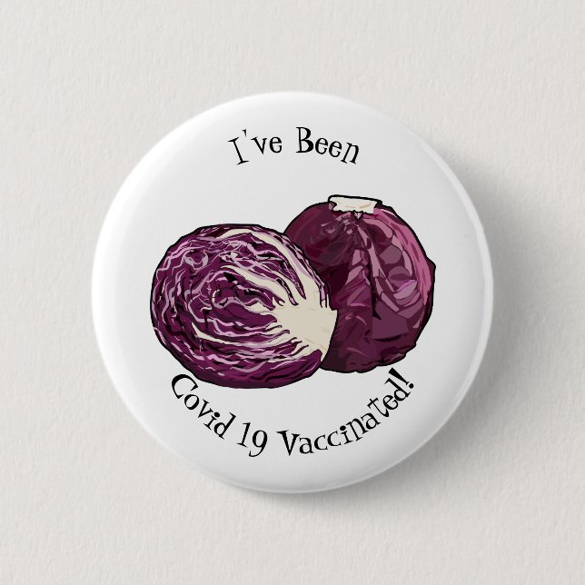 Red cabbage cartoon illustration 6 cm round badge (Front)