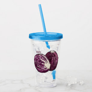 Red cabbage cartoon illustration acrylic tumbler
