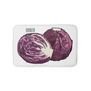 Red cabbage cartoon illustration bath mat