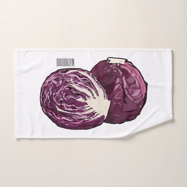 Red cabbage cartoon illustration  bath towel set (Hand Towel)