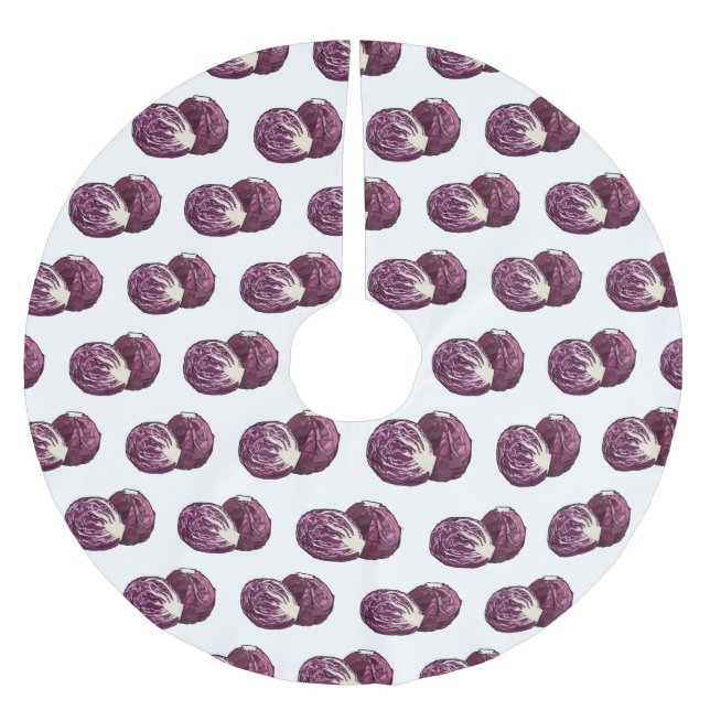 Red cabbage cartoon illustration  brushed polyester tree skirt (Front)