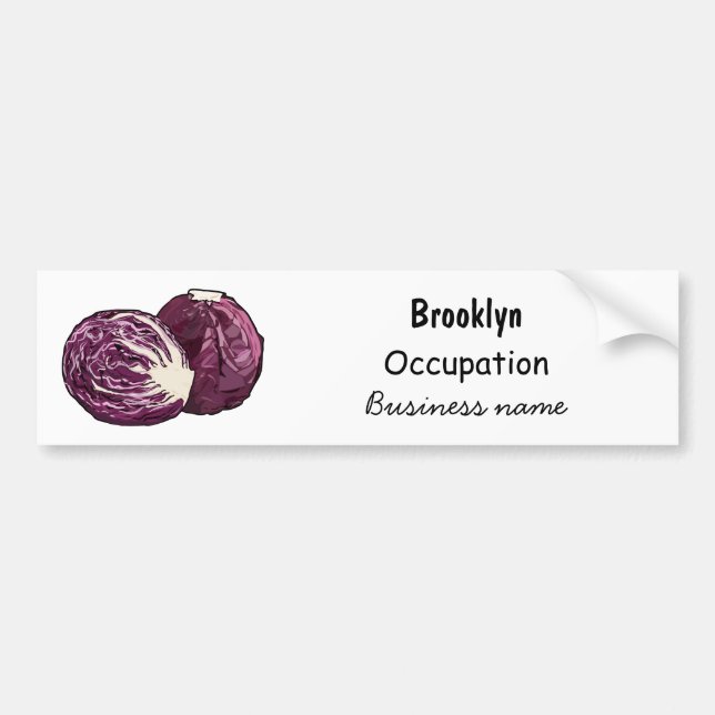 Red cabbage cartoon illustration bumper sticker (Front)